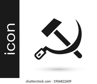 Black Hammer and sickle USSR icon isolated on white background. Symbol Soviet Union.  Vector