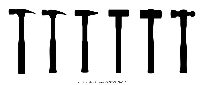 Black Hammer Silhouettes. Vector Illustration
