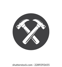 black hammer tool crossed  icon vector element design template web