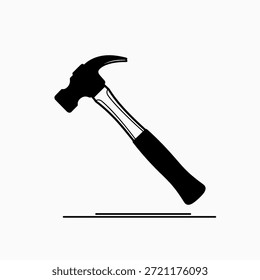 Icono de herramienta de martillo negro sobre fondo blanco para proyectos de construcción y bricolaje