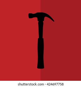 Schwarzer Hammer Vektorillustration Icon Illustration. roter Hintergrund