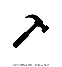 Black hammer vector icon and tool with white background