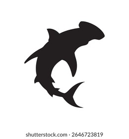 Black hammerhead shark silhouette isolated on white background. Hammerhead shark icon vector illustration design.