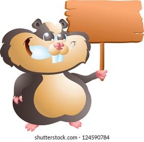 black hamster with sign