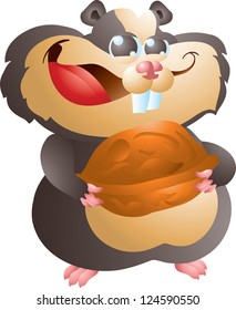 black hamster with walnut