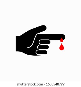 Black hand blood test icon vector illustration isolated on white background
