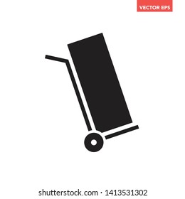 Black hand cart super large long cargobox shipping delivery icon, simple cart for infographic interface concept elements app ui ux web button logo, flat design vector isolated on white background
