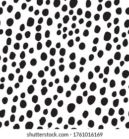Black Hand Dot. Speckle Dots Blot. Isolated Ink Cheetah Inkblot. Polkadot Ink Texture. Simple Blob. White Animal Circle. Seamless Fur Monochrome. Dirty Blob. Vector Polka. Dalmatian Polka Pattern
