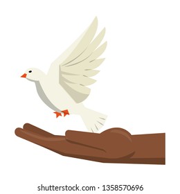 black hand with dove flying cartoon