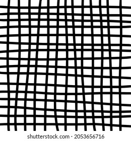 Black hand draw checked square grid pattern with white background vector illustration