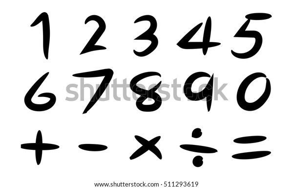 Black Hand Drawing Number Basic Math Stock Vector (Royalty Free ...