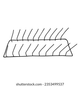 A Black hand drawing outline flat vector illustration of dish rack dryer isolated on a white background