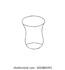 Dibujo de mano negra, ilustración vectorial de un vidrio turco para té caliente aislado en un fondo blanco