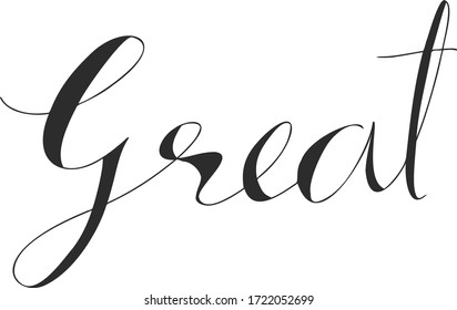 Black hand drawing in word great on white background
