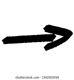 Black hand drawn arrow icon vector isolated on white background
