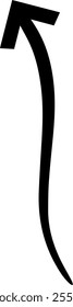 Black hand drawn arrow pointing upwards with a curving tail, ideal for indicating direction or highlighting specific information in various designs