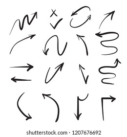 Black hand drawn arrow set