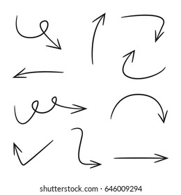 black hand drawn arrow set
