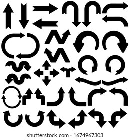 Black hand drawn arrows. Set of doodles. Vector illustration isolated on white background