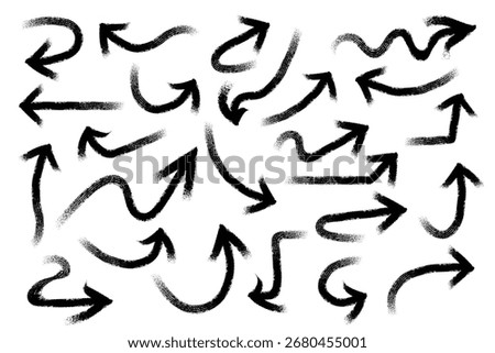 Black hand drawn arrows vector set collection, Multiple curved black arrows icon pack