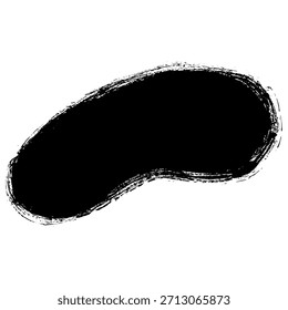 Fondo de trazo de pincel de tinta en forma de frijol dibujado a mano negro
