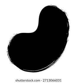 black hand drawn bean shaped ink brush stroke background
