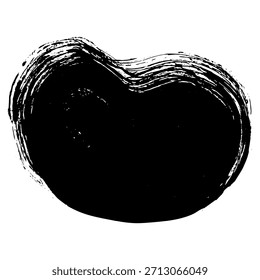 Fondo de trazo de pincel de tinta en forma de frijol dibujado a mano negro
