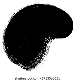 Fondo de trazo de pincel de tinta en forma de frijol dibujado a mano negro

