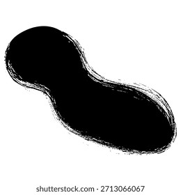 Fondo de trazo de pincel de tinta en forma de frijol dibujado a mano negro
