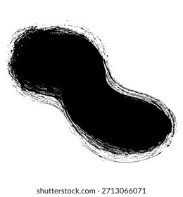Fondo de trazo de pincel de tinta en forma de frijol dibujado a mano negro
