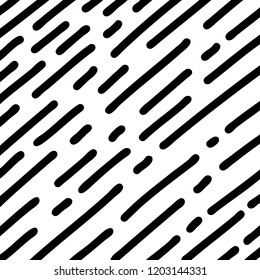 Black hand drawn brush lines on white background vector pattern.