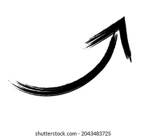 Black hand drawn brush stroke arrow isolated on white. Vectpr Illustration EPS10