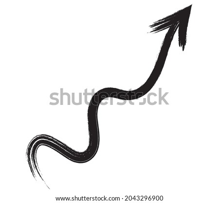 Black hand drawn brush stroke arrow isolated on white. Vectpr Illustration EPS10
