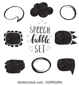 Black hand drawn bubble speech. Doodle frames for your text