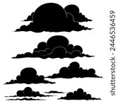 black hand drawn cloud doodles