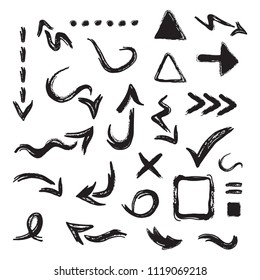 Elemento de diseño de iconos de flechas de dirección curvy dibujado a mano negro sobre fondo blanco