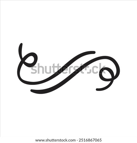 Black Hand Drawn Decorative Divider. Swirl. Design Clip Art. Black Hand Drawn Spooky Halloween Doodle Design Elements. Vector Illustration.
