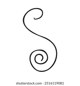 Black Hand Drawn Decorative Swirl. Design Clip Art. Halloween party decorations. Black Hand Drawn Spooky Halloween Doodle Design Elements. Haunted house decorations. Vector Illustration.