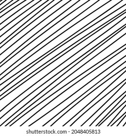 Schwarz handgezeichnet, diagonal gestreifte Linien, Muster mit weißem Hintergrund, Vektorgrafik
