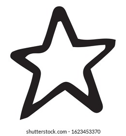 black hand drawn doodle star in isolated on white background