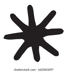 black hand drawn doodle star in isolated on white background