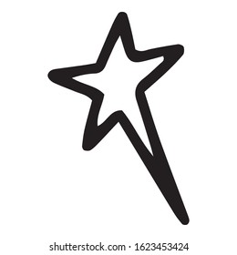 black hand drawn doodle star in isolated on white background