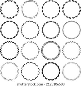 Black Hand Drawn Embroidery Stitch Circle Frames