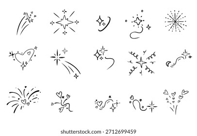 Black hand drawn firework element object for party celebration