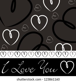 Black hand drawn heart card in vector format.