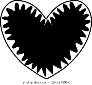 black hand drawn heart on white background. design element for Valentines day . vector 