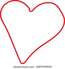 Black hand drawn heart on white background .Vector hand-drawn childlike doodle heart icon . 