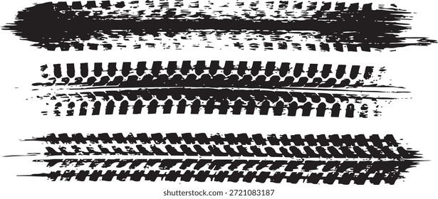 Líneas de trazo de pincel Horizontal dibujadas a mano negras con bordes de grunge ásperos