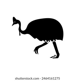 black hand drawn icon cassowary