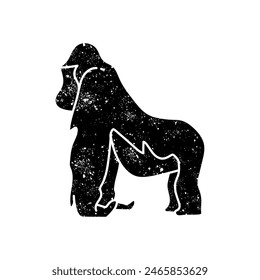 black hand drawn icon in grunge look orangutan